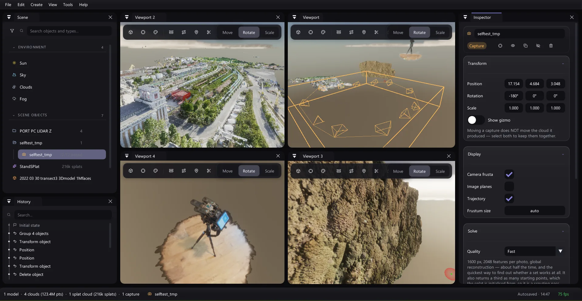 OmniBlick with a point cloud, a mesh and a splat cloud in the same scene.